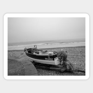 Traditional fishing boat on Cromer Beach on the Norfolk coast Sticker